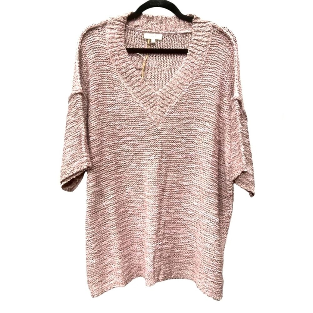 Sweater Chunky Crochet Woven Knit‎ M Pink Purple Slouchy Soft